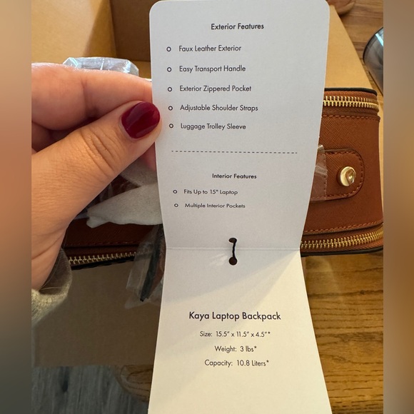 NWT tags CalPak Vegan Leather 15” Kaia backpack in Ginger - Picture 3 of 4